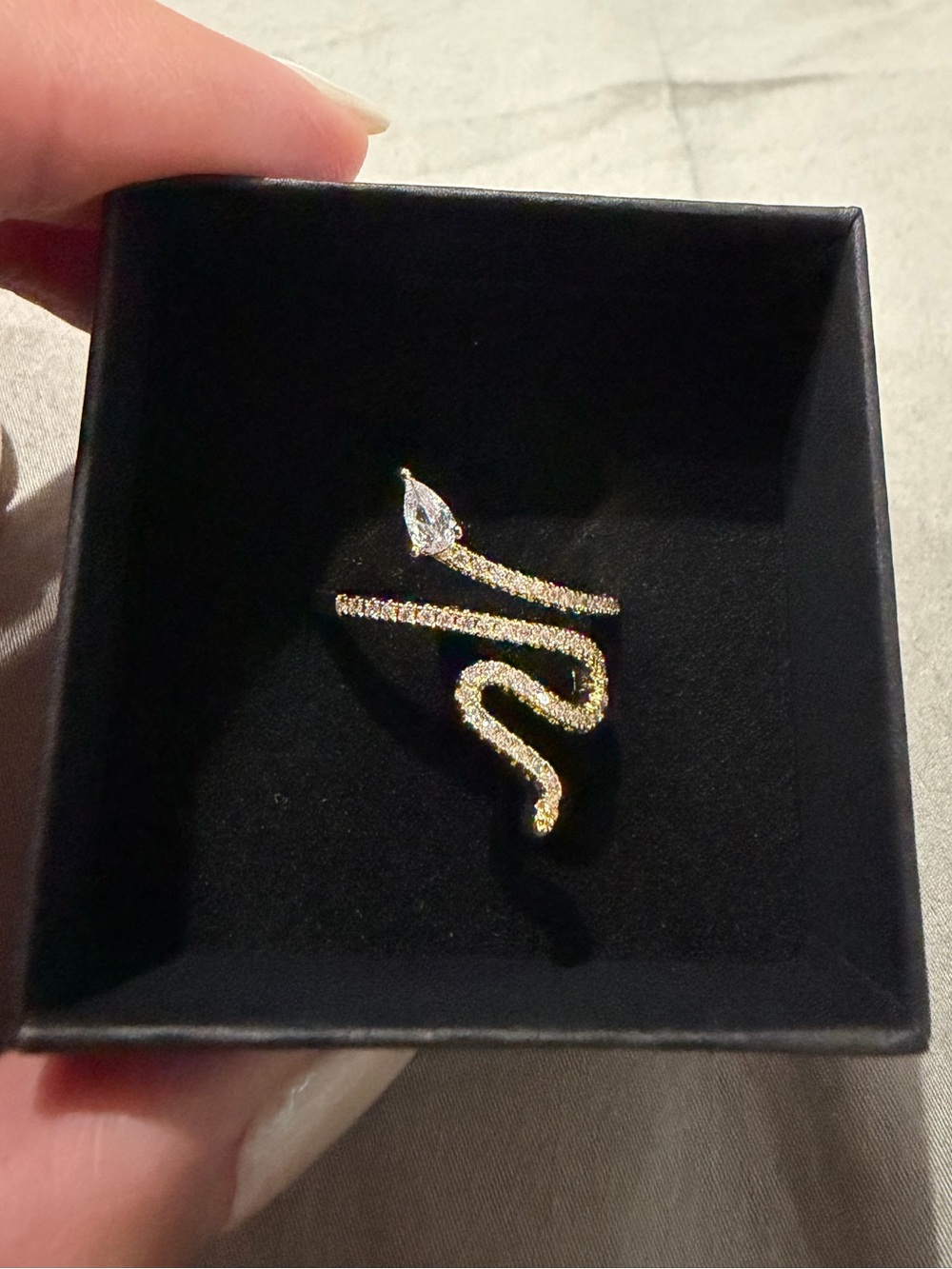 Brand New 14K Over Sterling Silver Crystal Snake Wrap Ring Size 9